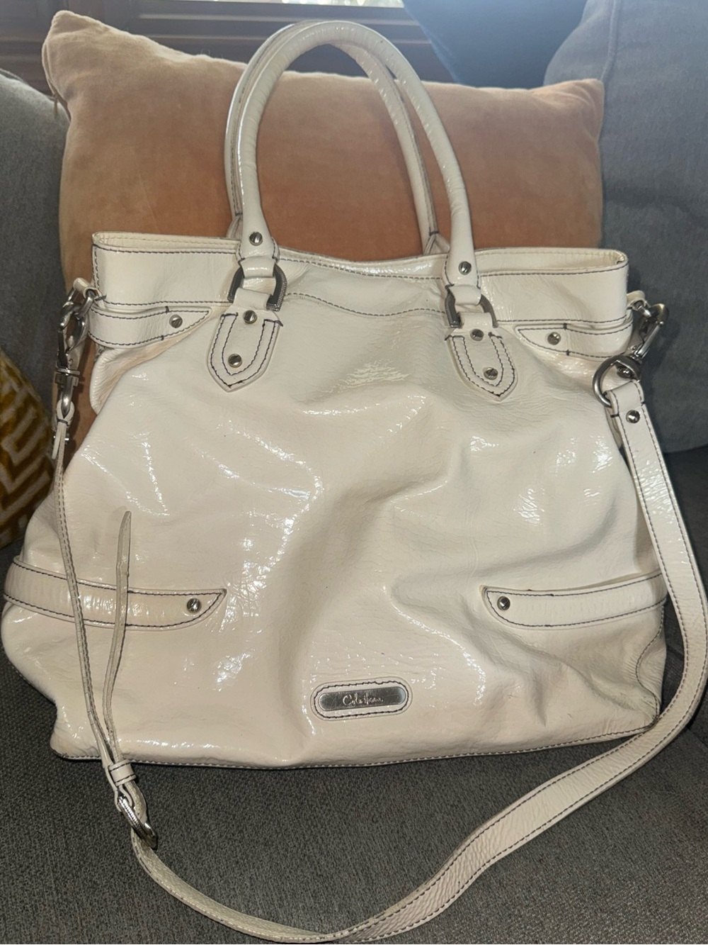 Cole Haan White Patent Leather Hobo Bag